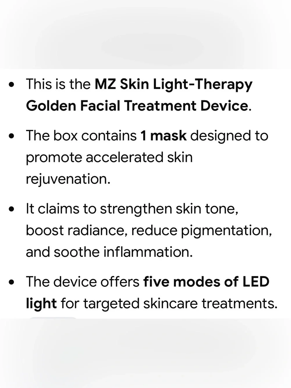 MZ Skin light Therapy Golden Facial Device